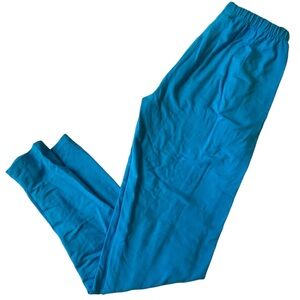 Bright blue stretchy cotton blend long leggings
